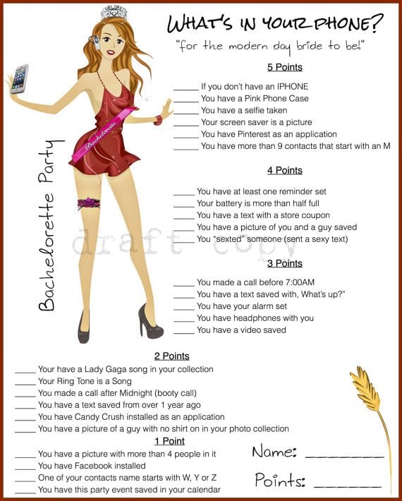 Fun printable bachelorette party games