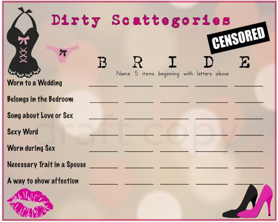 Sexy scattergories is one of the best printable bachelorette party games