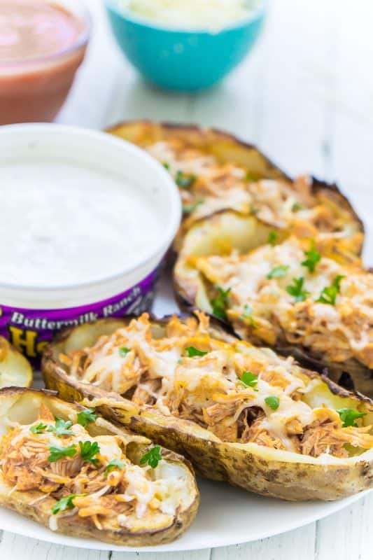 Don't forget the ranch dip for these potato skins, yum!
