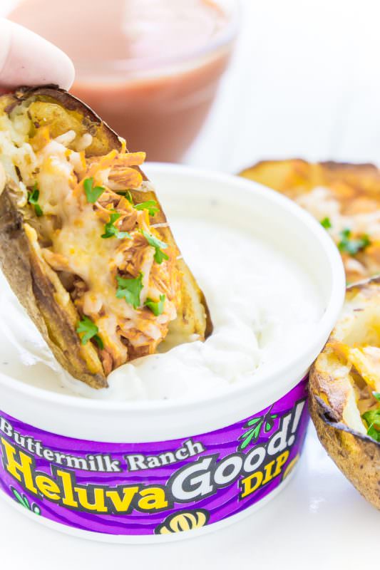 Cool down this potato skins recipe with a little ranch dip