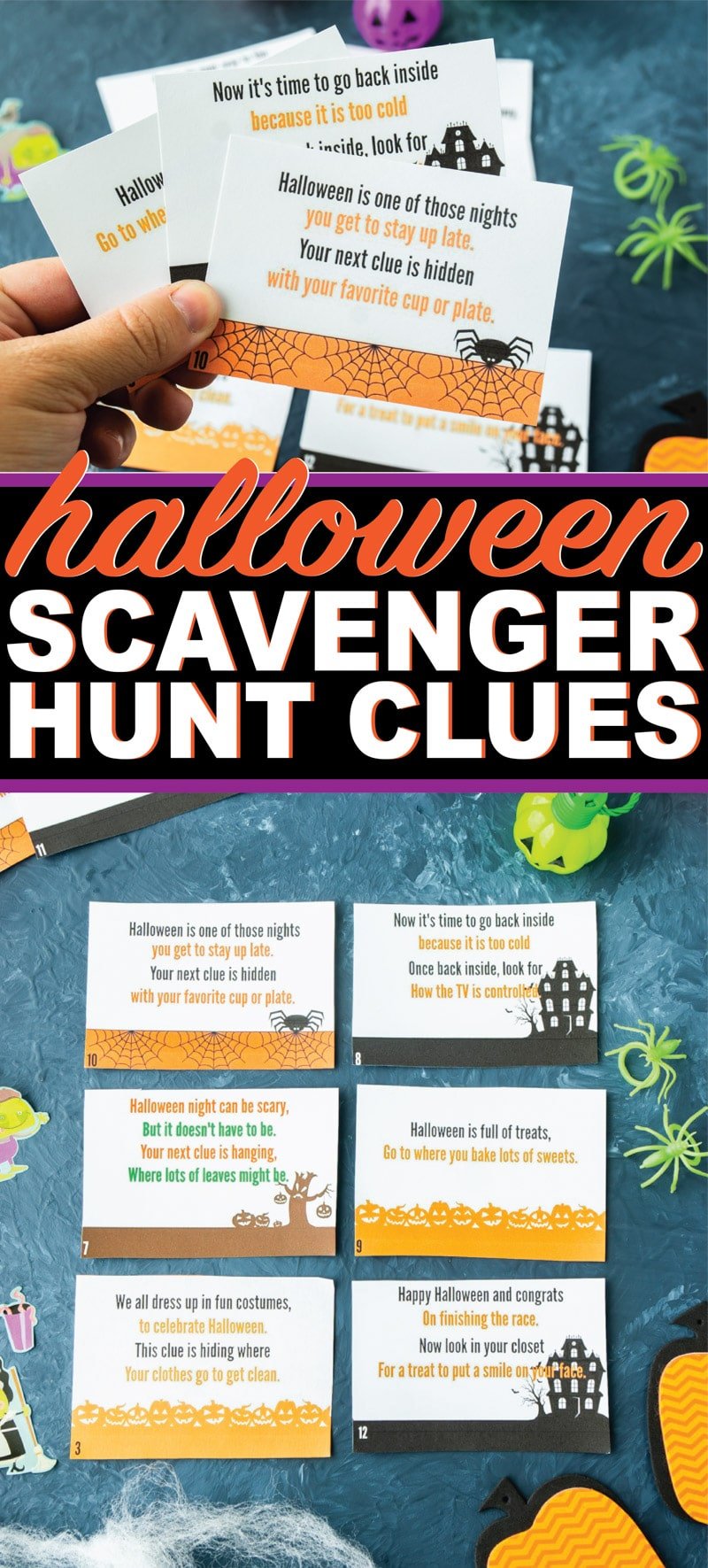 Free printable Halloween scavenger hunt clues