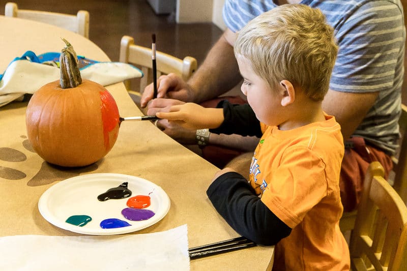 Painting pumpkins for Howloween at Great wolf Lodge