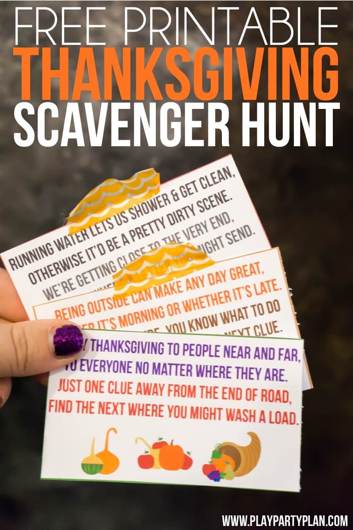 Free printable Thanksgiving scavenger hunt for kids or teens