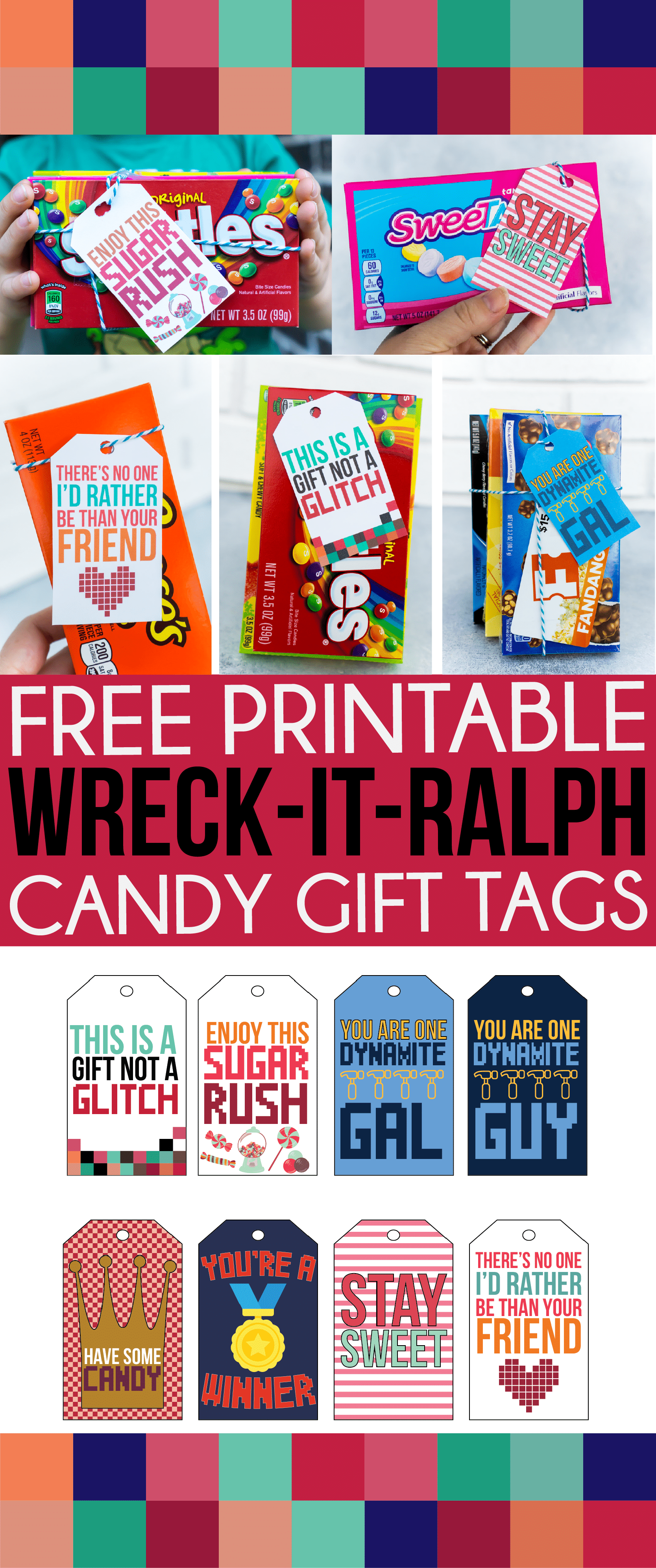 Free printable Wreck It Ralph gifts tags! Perfect for a sweet gift for a friend, teacher, or anyone who loves Disney! 