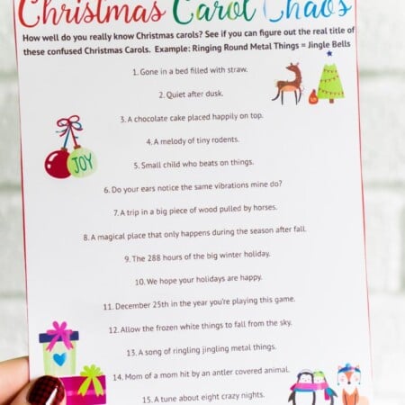 A printable Christmas song Christmas party game