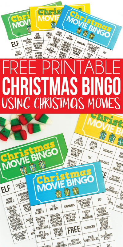 This fun printable Christmas bingo game is perfect for large groups (like for 20 people) and for adults! Instead of just matching the spaces on the boards, players have to match the movie quote or actor to the spaces on the free cards provided! Or if you want it for kids, just use the regular names of the movies instead!