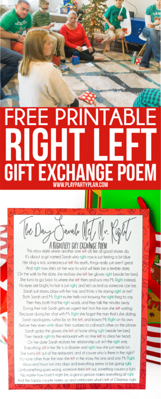 A printable right left Christmas poem