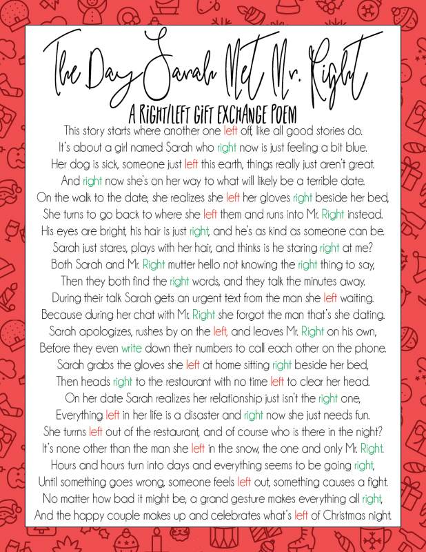 The Christmas left right game (w/printable story) - It's Always Autumn