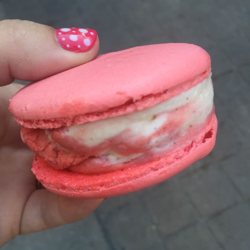 Macaron ice cream sandwich and a Disney World snacks list