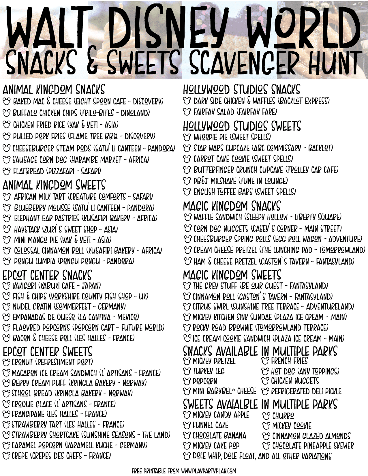 Printable List Of Disney Restaurants