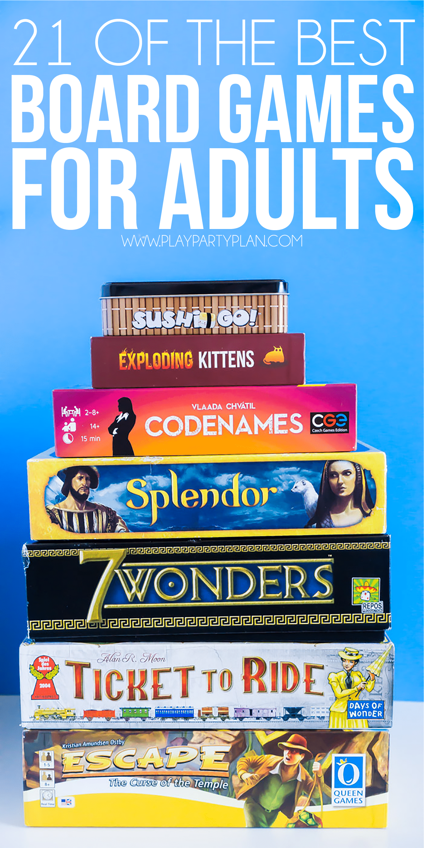 The best board games for adults or for teens! Setup a game night or a party and play these amazing board games - everything from classic games to strategy games you’ve probably never heard of! And even a bunch of board games that work for couples or for two players! 