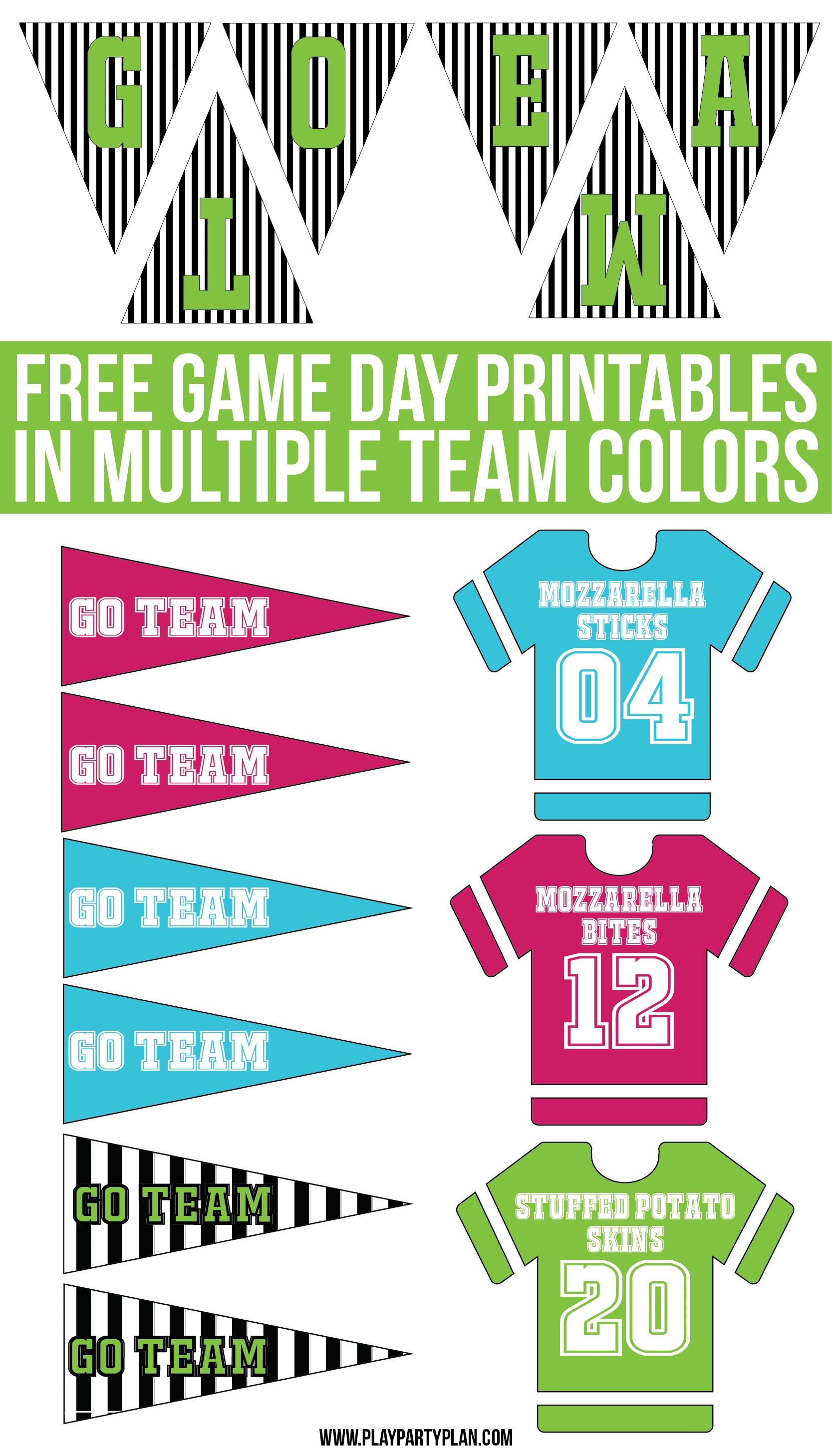 Free game day party printables