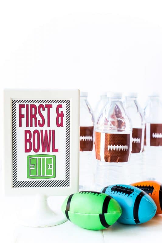 DIY football party games for kids with free printable instruction cards! Definitely six of the best things to do at a football party whether it be Super Bowl or a kids football birthday party!