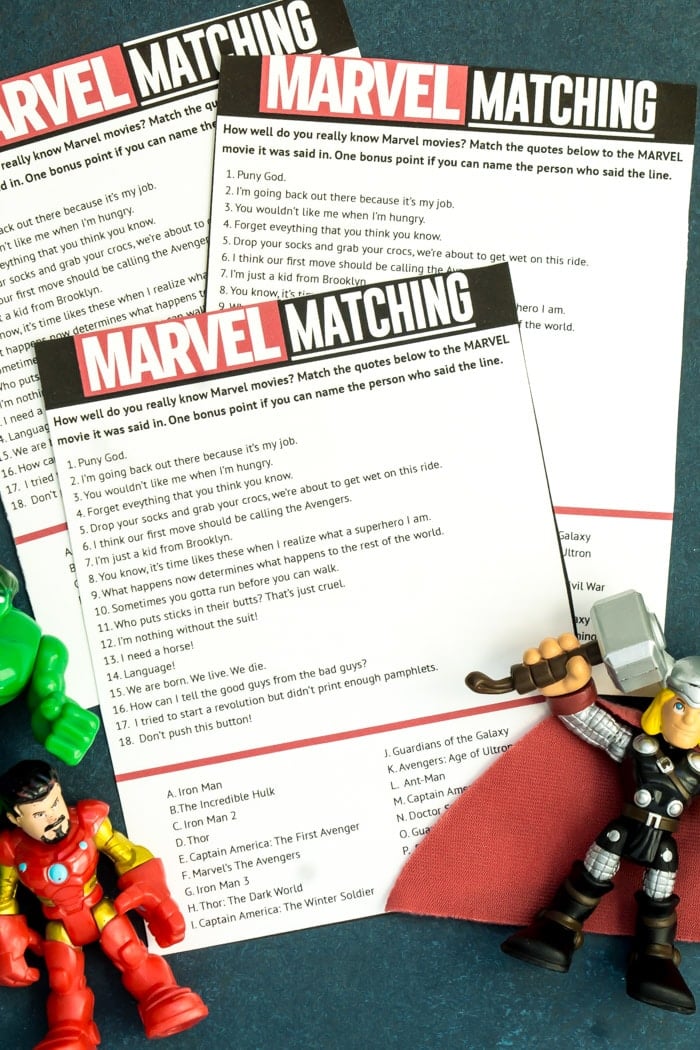 Marvel Movie Quotes Matching Game  Free Printable  - 61