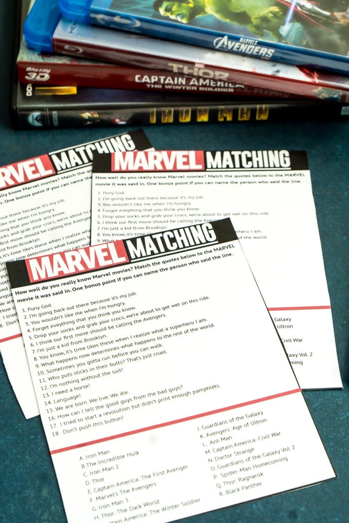 Marvel Movie Quotes Matching Game  Free Printable  - 31