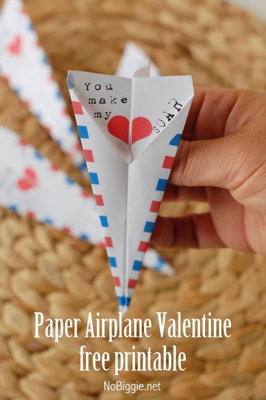 Paper airplane valentines day cards for kids