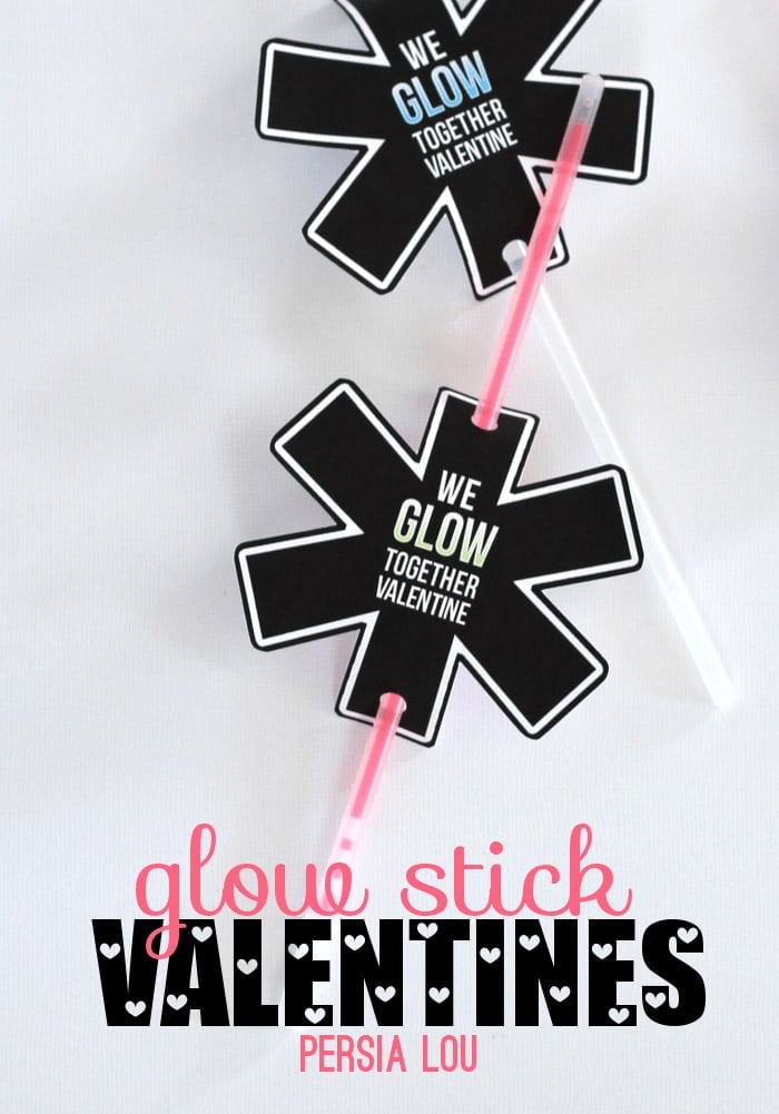 Glow stick valentines day cards for kids