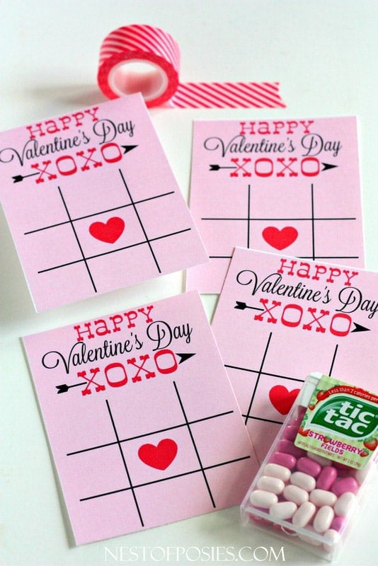 Tic tac toe valentines day cards for kids