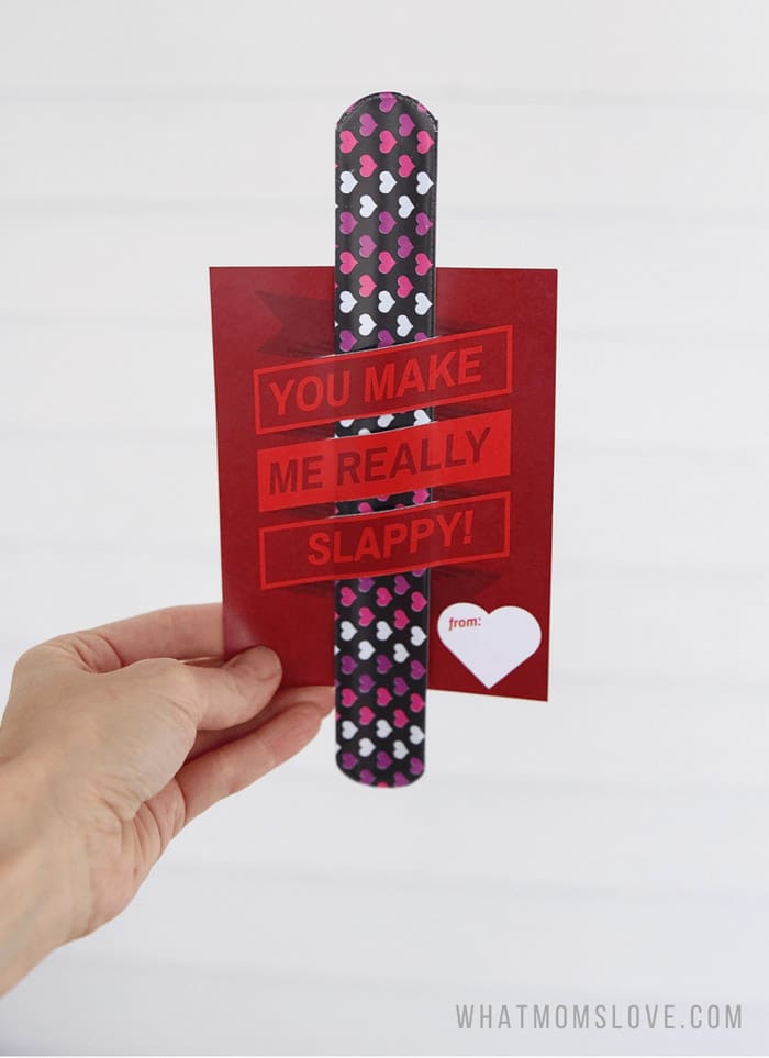 Slap bracelet valentines day cards for kids