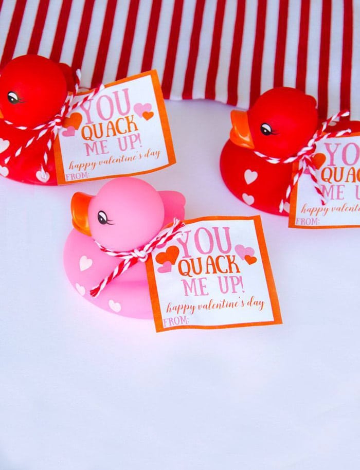 Rubber duck valentines day cards for kids