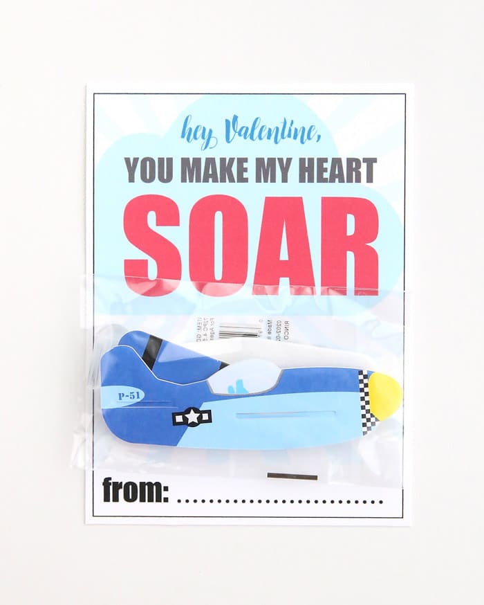 Airplane valentines day cards for kids