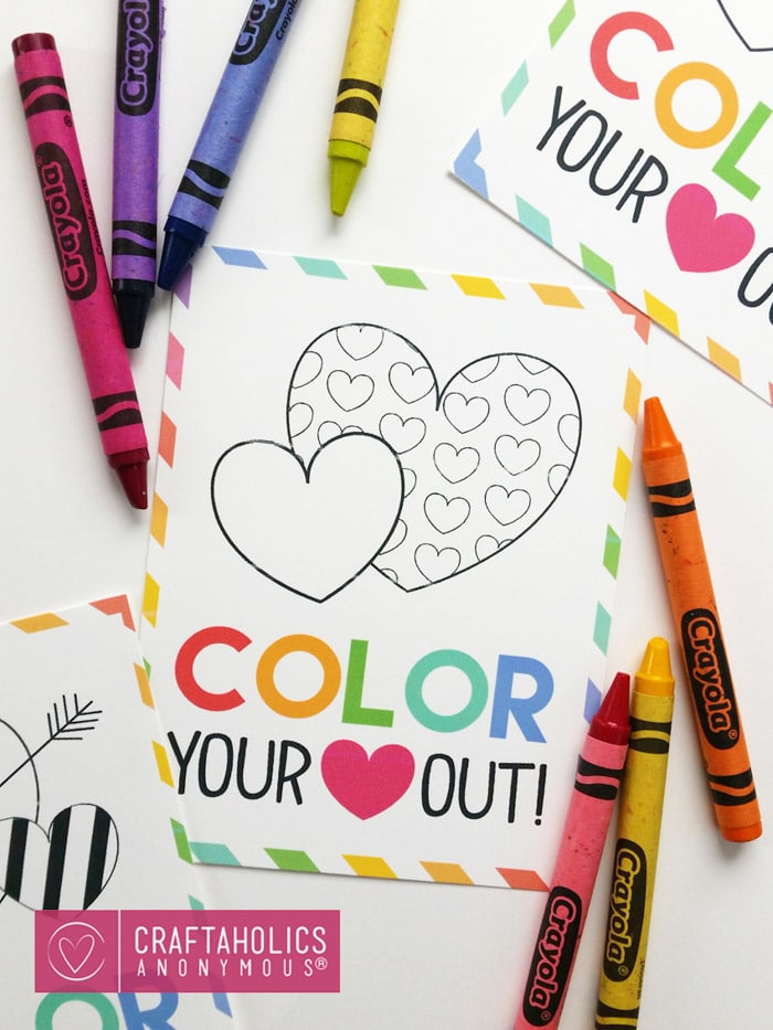 Coloring valentines day cards for kids