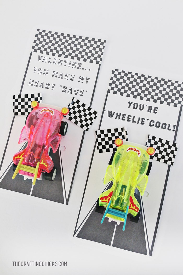 Race car valentines day cards for kids
