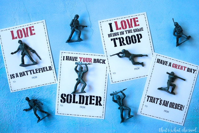 Army men valentines day cards for kids