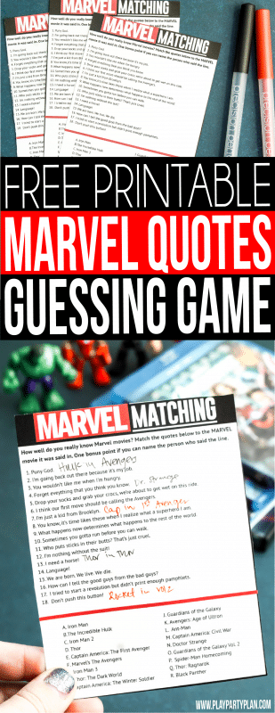 Marvel Movie Quotes Matching Game  Free Printable  - 5