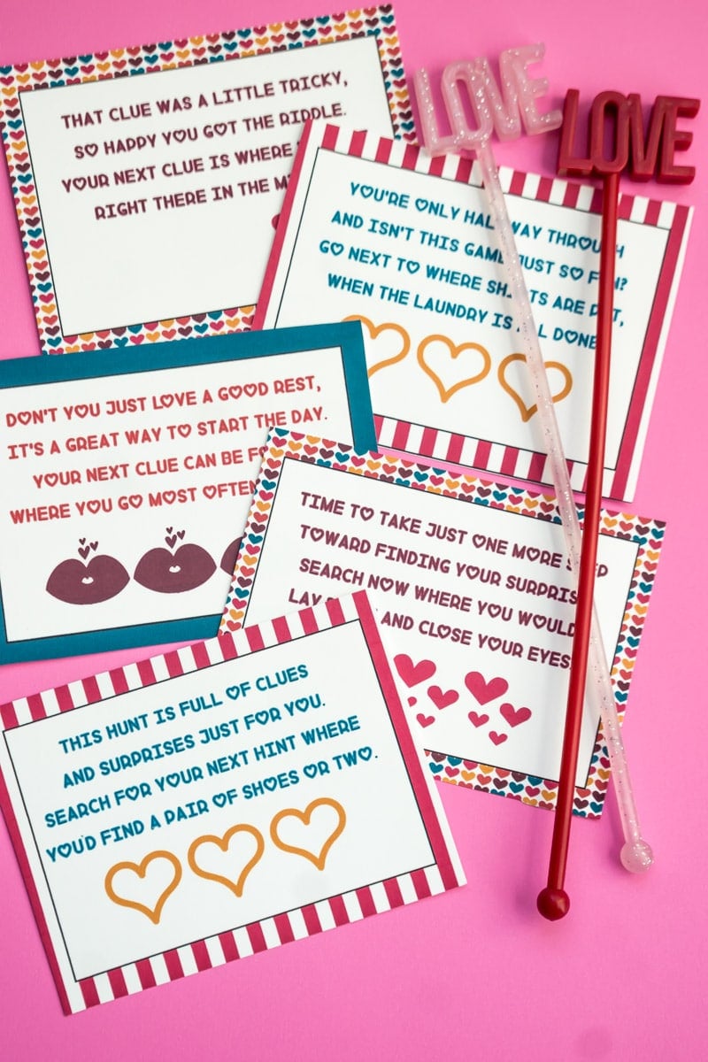 Valentine day Activity And Love Scavenger Hunt Printable PDF in Color + B/W Romantic Treasure Hunt Valentine Scavenger Hunt For Kids