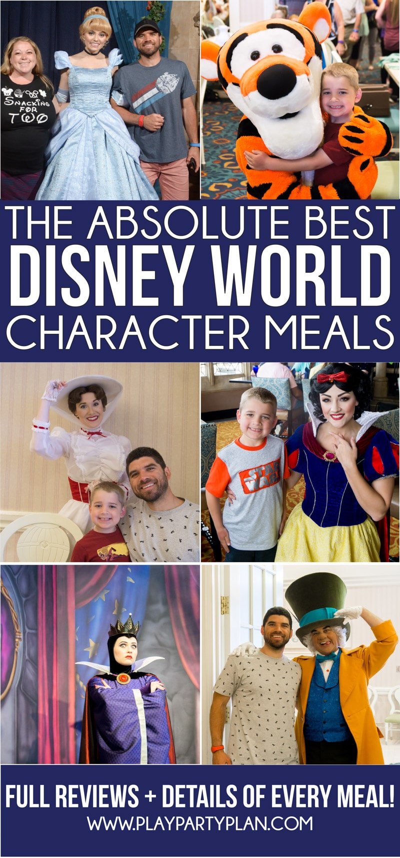 The ultimate guide to Disney World character dining updated for 2019! A list of best places to get breakfast, which resorts have character meals, best for families, and more! And individual reviews of every single Disney character meal! 