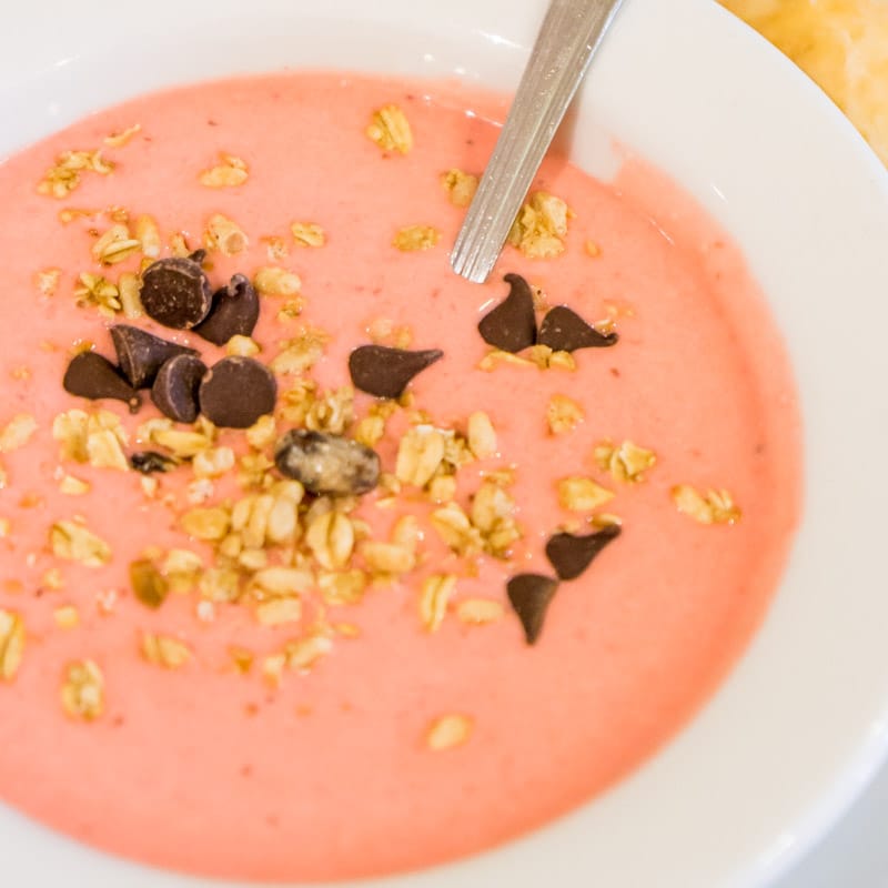 Strawberry soup at 1900 Park Fare Disney character dining