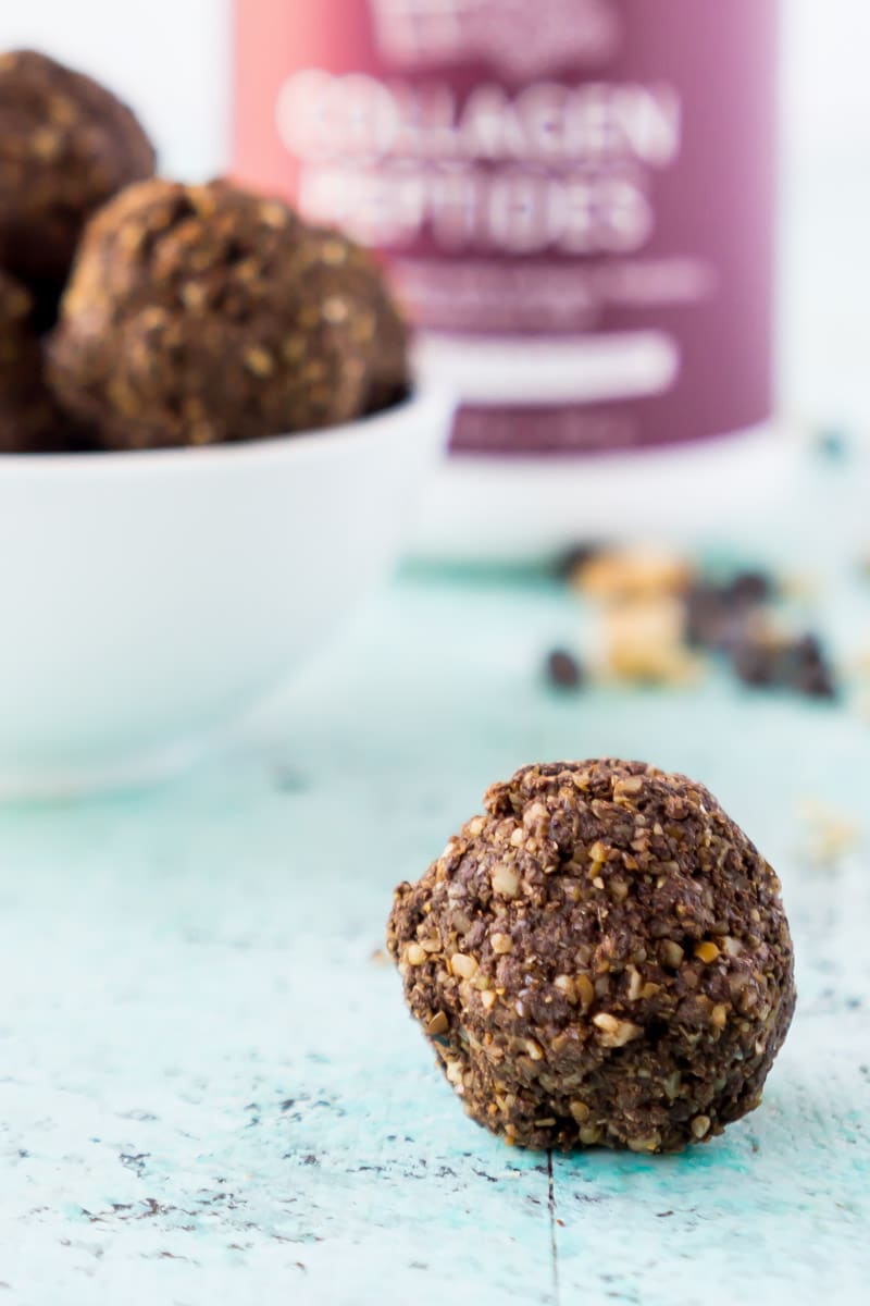 This chocolate protein ball recipe has plenty of protein in each ball!