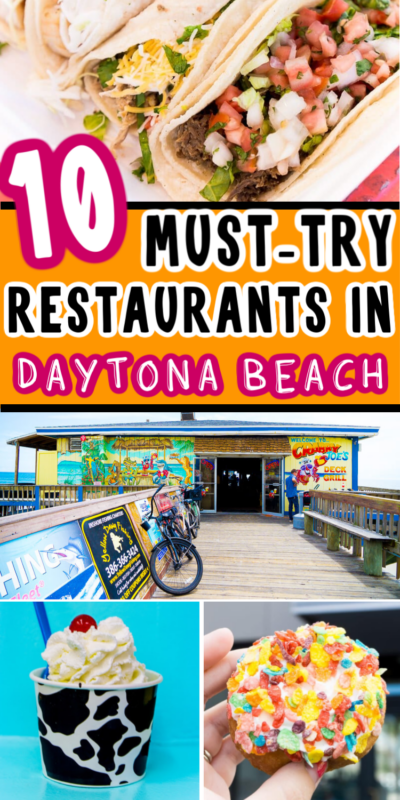 Collage of food from Daytona Beach restaurants for Pinterest