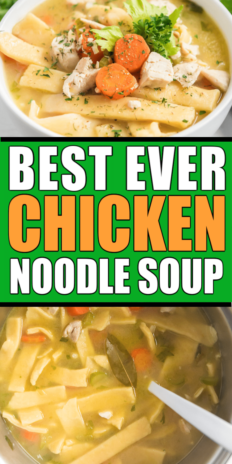 The best homemade chicken noodle soup with egg noodles! Quick and easy to make and a dinner everyone will love! Just like your grandma used to make with homemade egg noodles! 