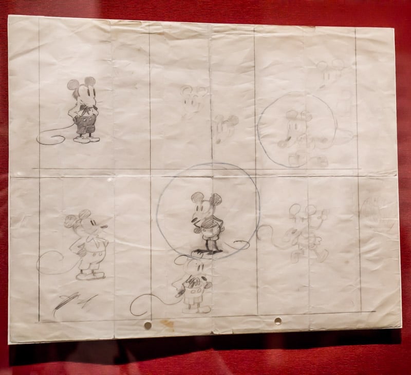 The first known sketch of Mickey Mouse at the Walt Disney Family Museum