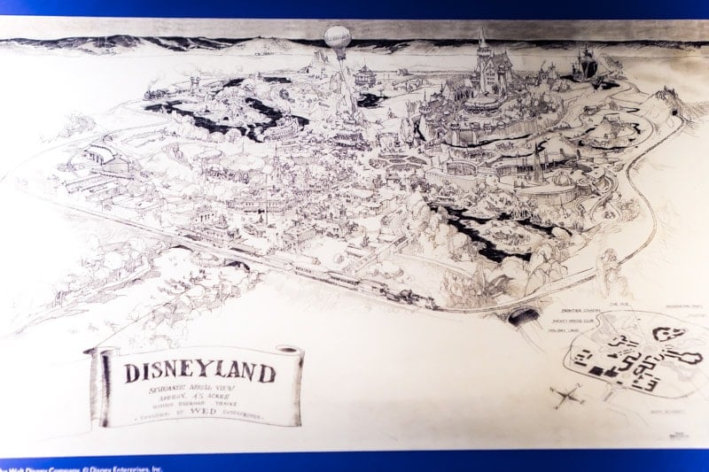 A drawing of Disneyland at the Walt Disney Family Museum