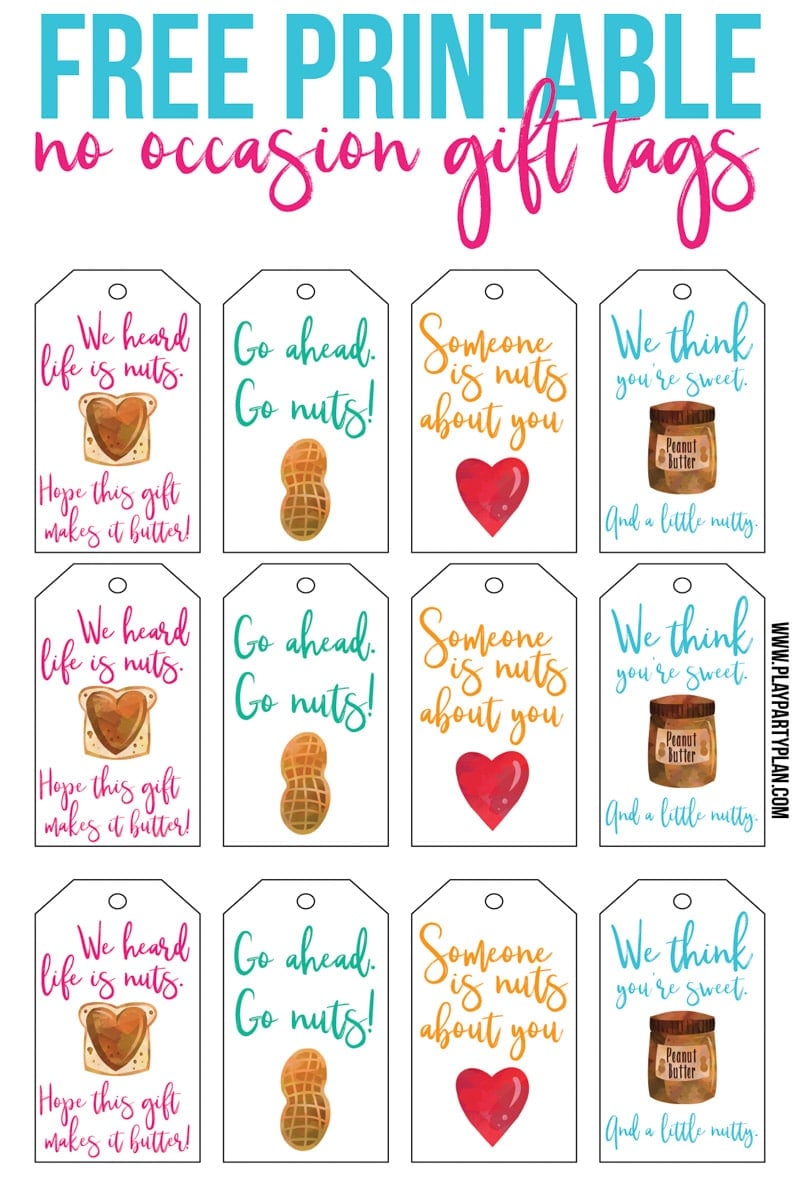 Free printable gift tags inspired by Culver's Flavor of the Day - peanut butter salted caramel.
