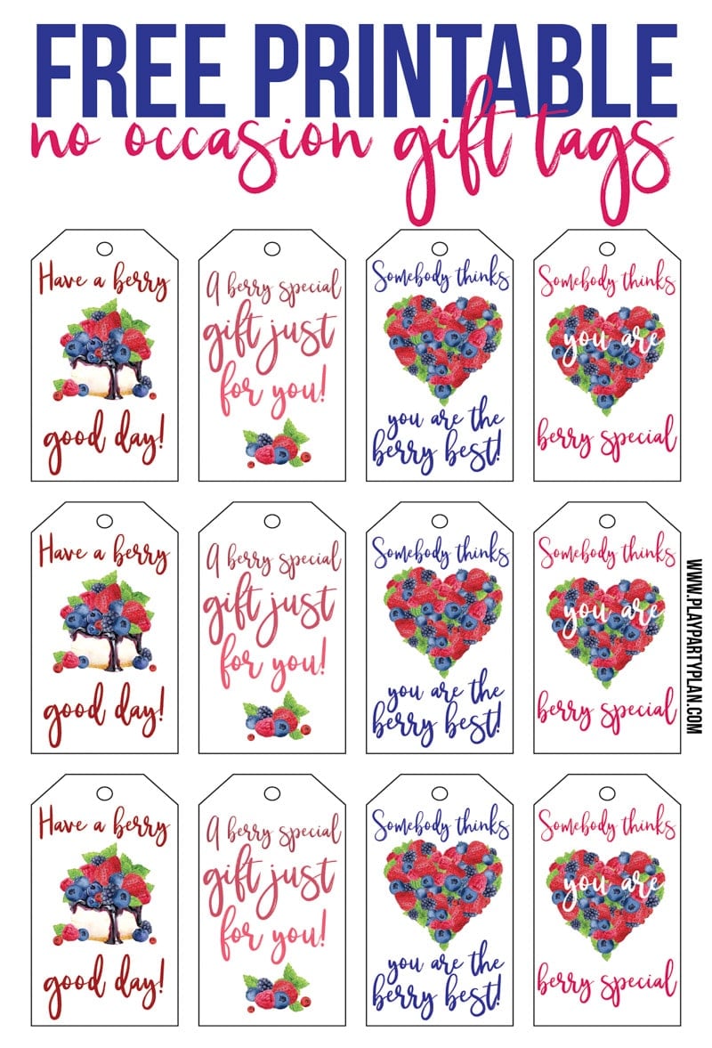 Free printable gift tags inspired by Culver's Flavor of the Day - blackberry cobbler. 