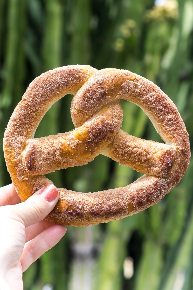 Cinnamon sugar pretzel available during Pixar Fest
