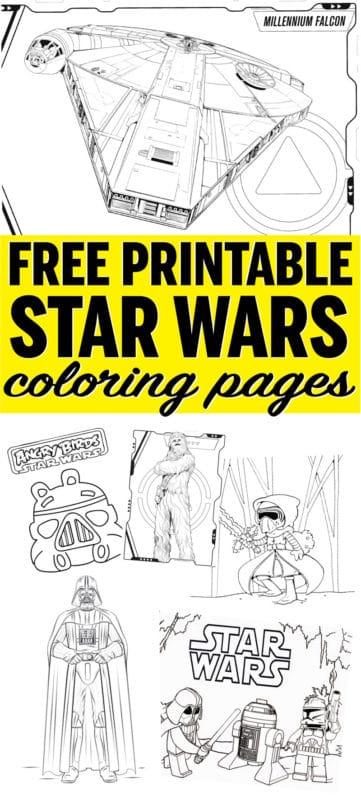 Tons of easy Star Wars coloring pages! Free printables of your favorite characters like Kylo Ren, Darth Vader, Princess Leia, Yoda, and more! Great for kids!
