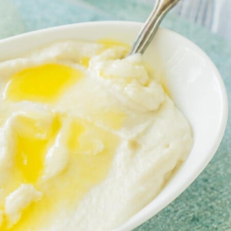 Cauliflower puree topped with melting ghee