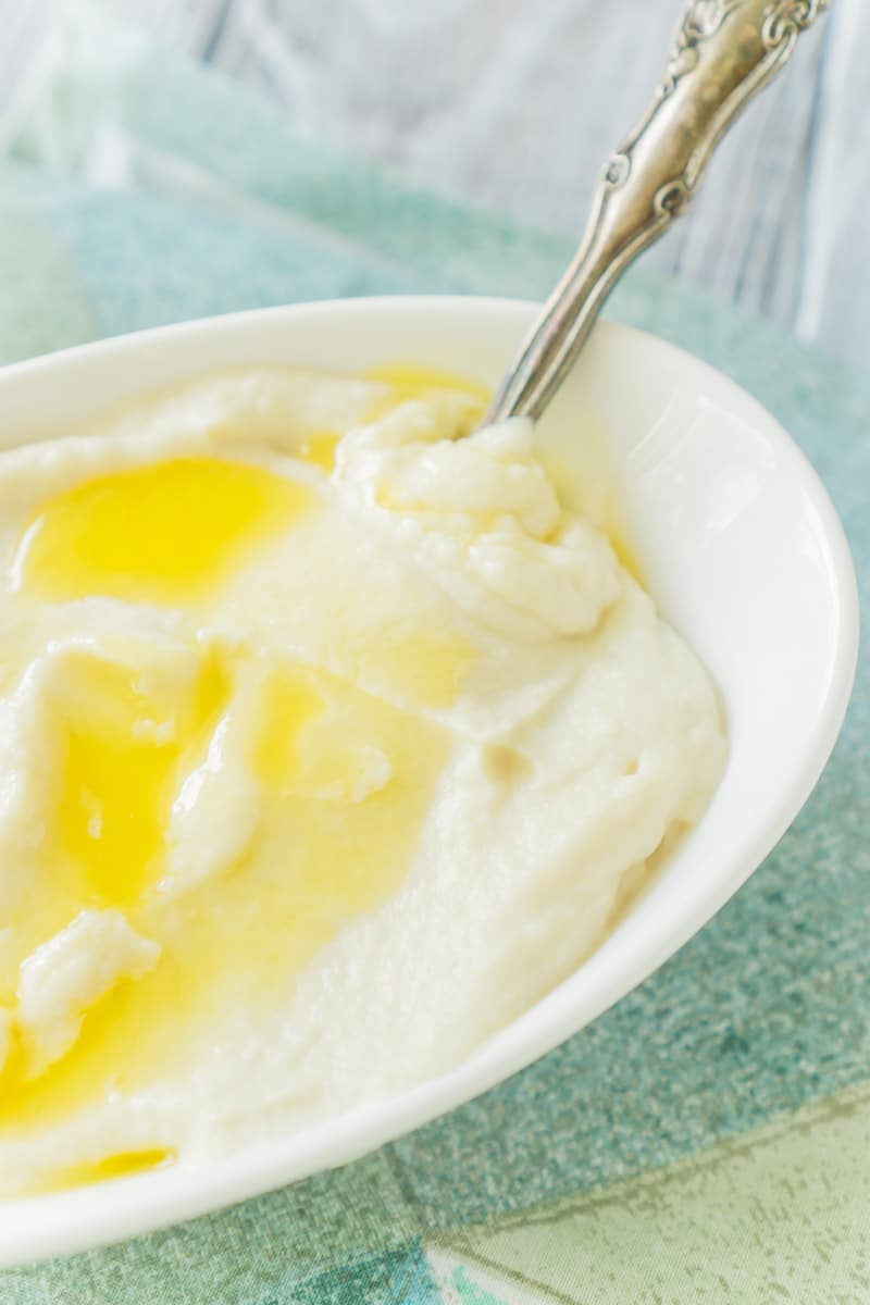 Cauliflower puree topped with melting ghee