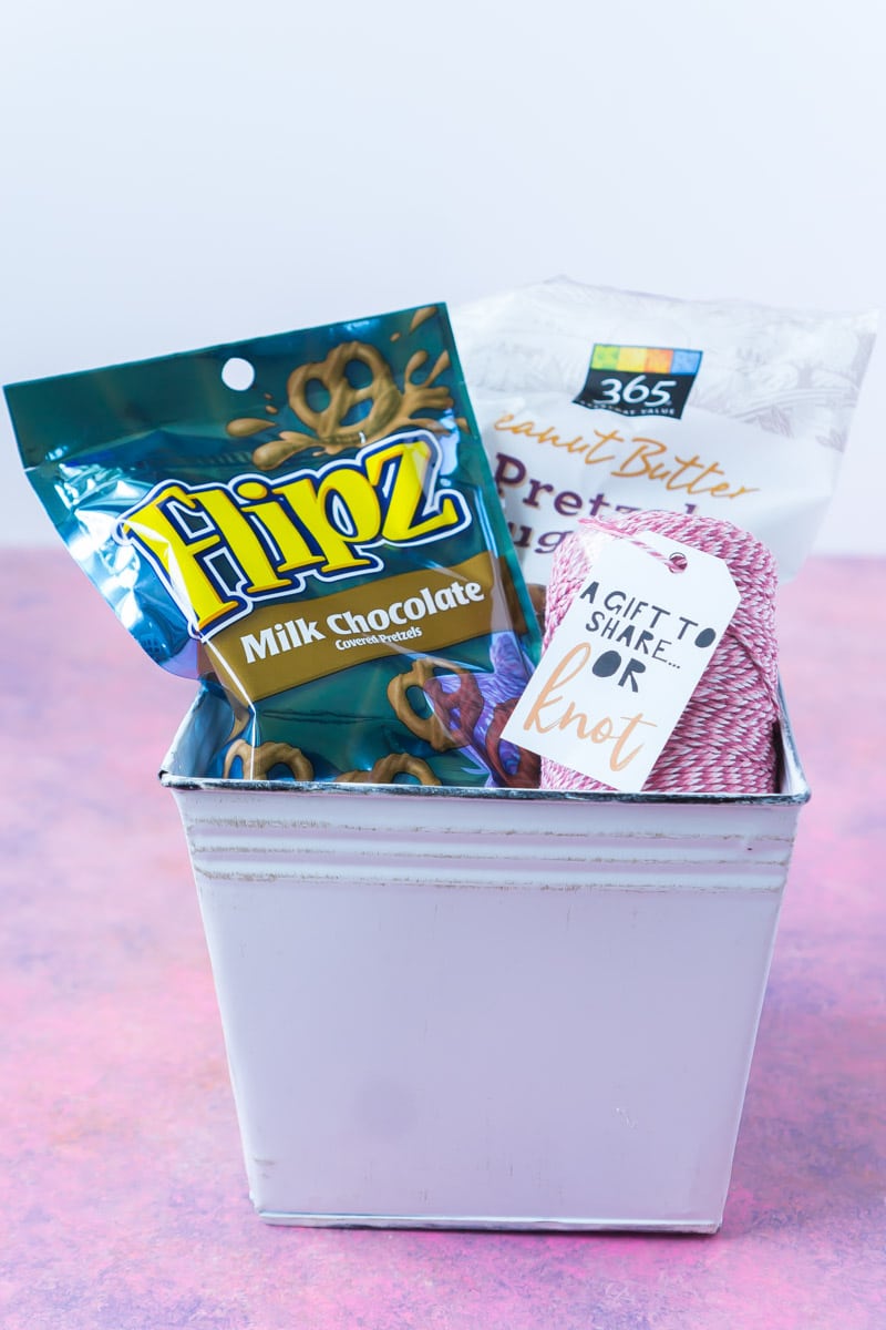 Pretzel inspired gift basket ideas and printable gift tags