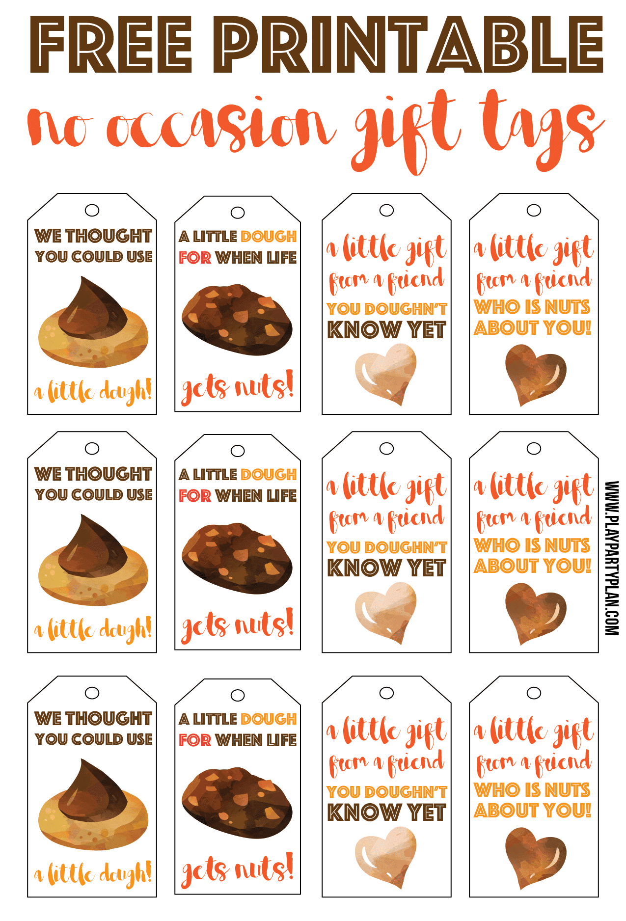Free printable gift tags inspired by cookies and cookie dough