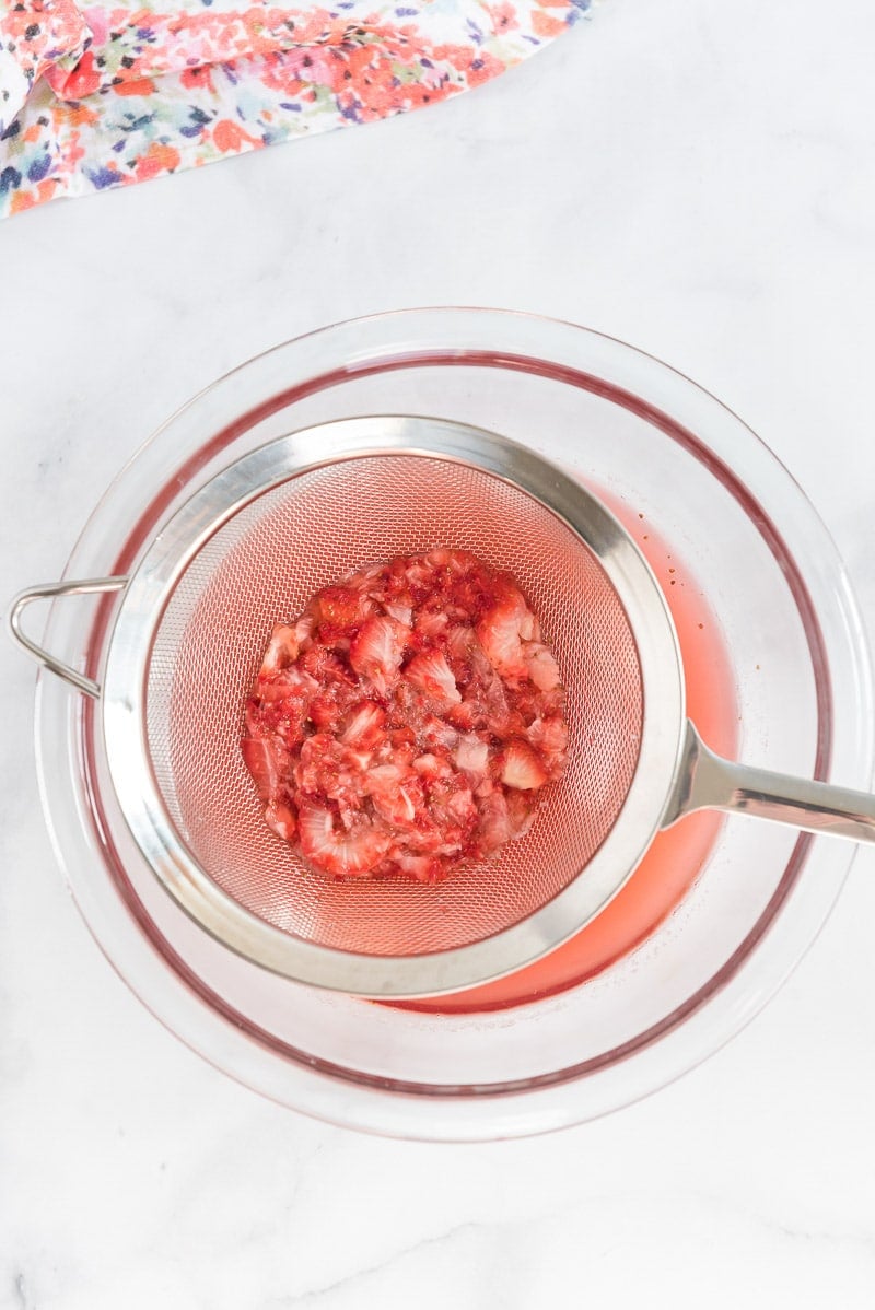 Macerated strawberries for a strawberry citrus mocktail