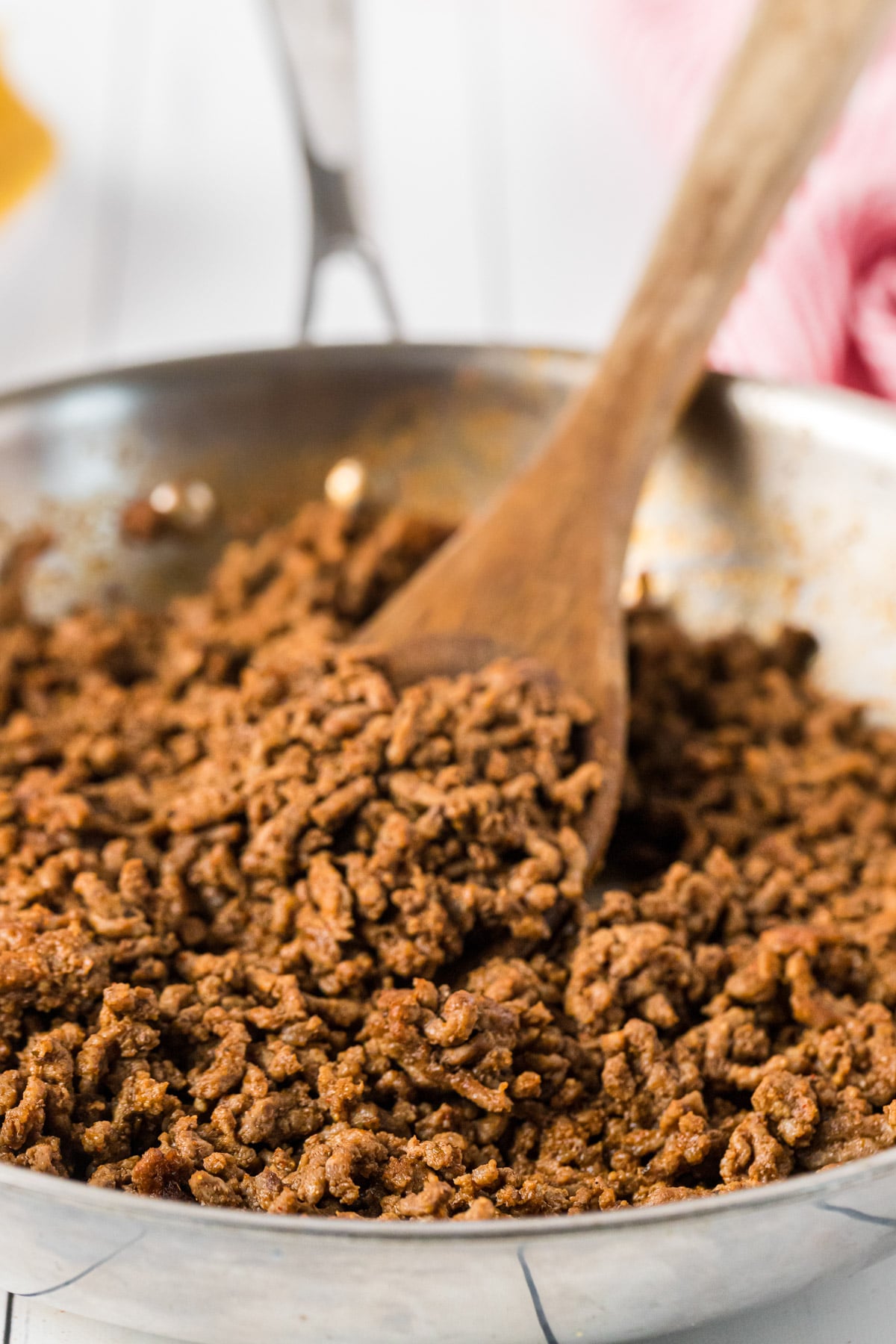 Pan full of homemade taco meat