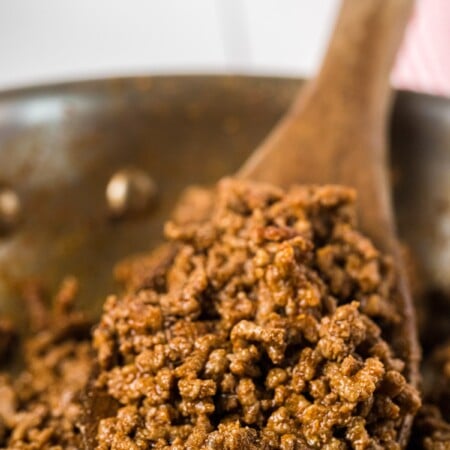 Cooking taco meat in a pan