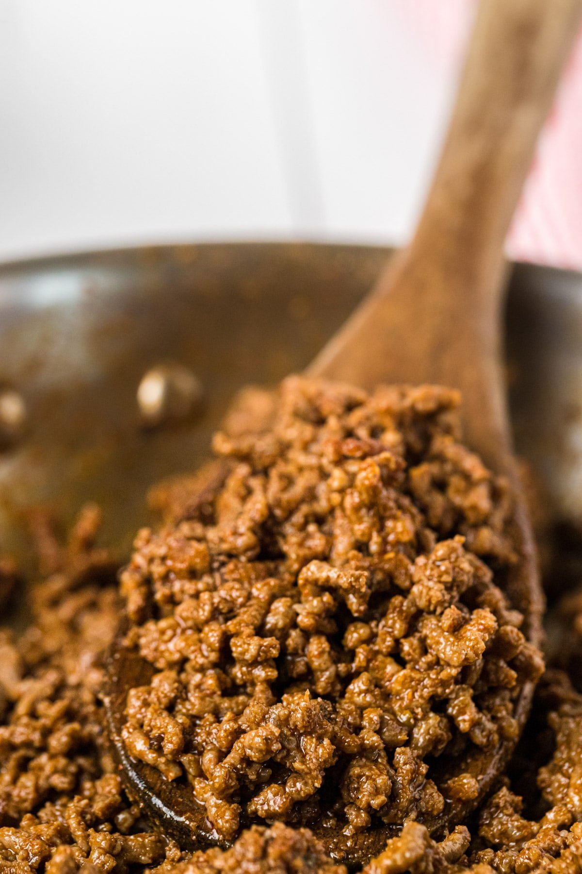 Cooking taco meat in a pan