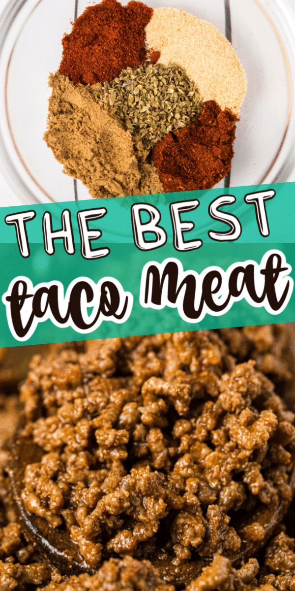 Homemade taco meat with text for Pinterest